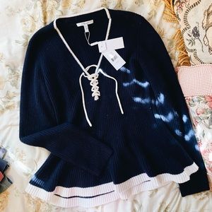 Derek Lam 10 Crosby navy peplum sweater